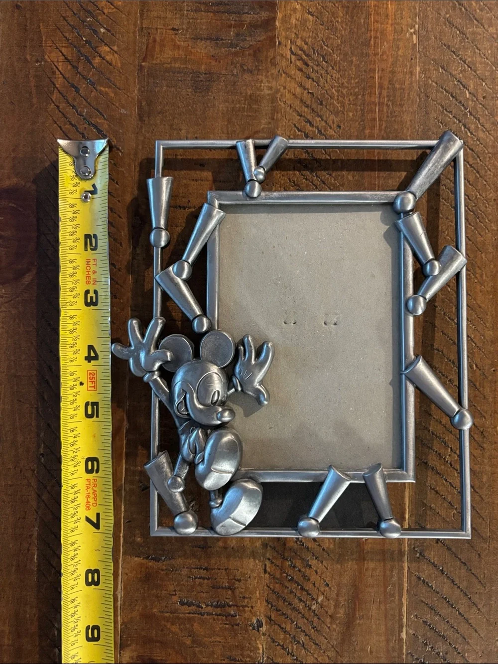 Vintage Disney 2000 World Mickey Mouse Pewter 3D Y2K Metal Picture Frame 4x6